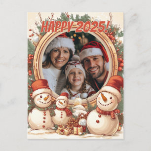 Carte Postale Snowman personnalisable Bonne année