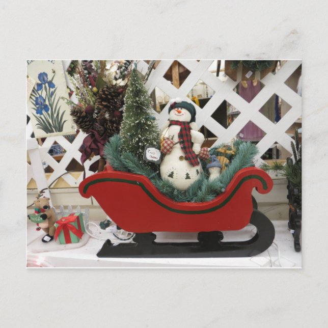 Carte Postale Snowman & Sleigh (Devant)