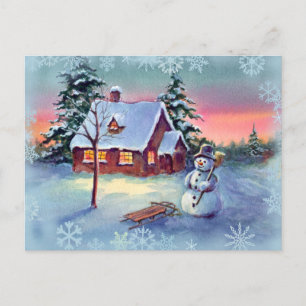 Carte Postale SNOWMAN & SNOWFLAKES par SHARON SHARPE