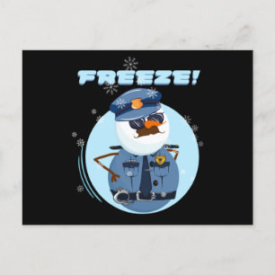 Carte Postale Snowman Snowmen Police Cop Freeze