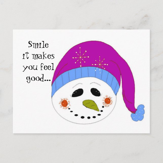 Carte Postale Snowman souriant (Devant)