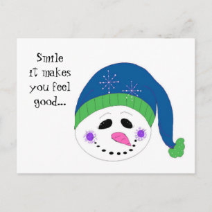 Carte Postale Snowman souriant