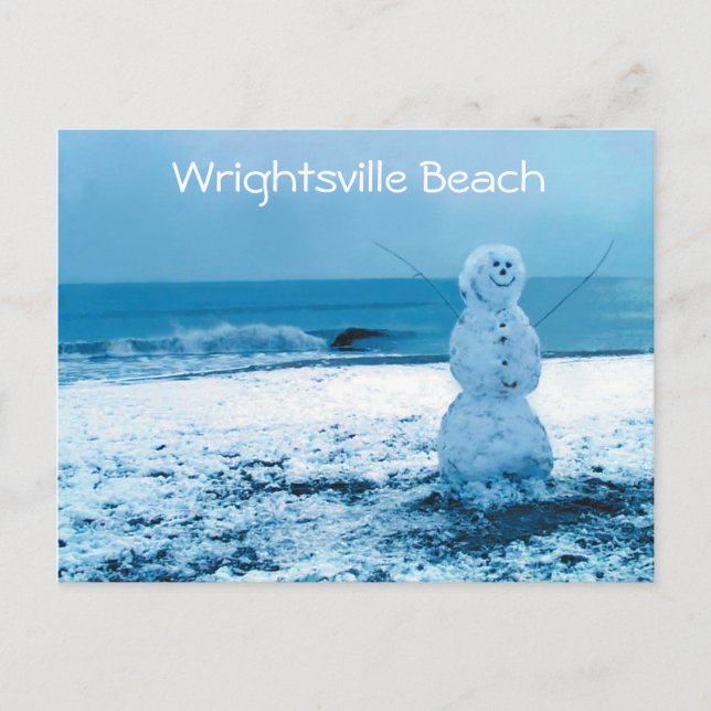 Carte postale Snowman sur la plage (Devant)