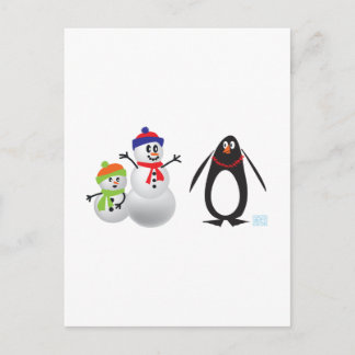 Carte Postale Snowmen et Pingouin