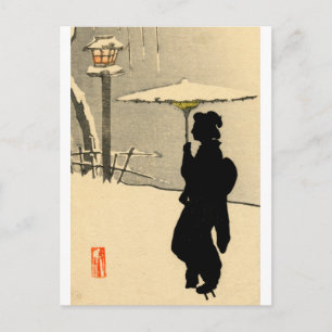 Carte Postale Snowscape et japonais Geisha no.2
