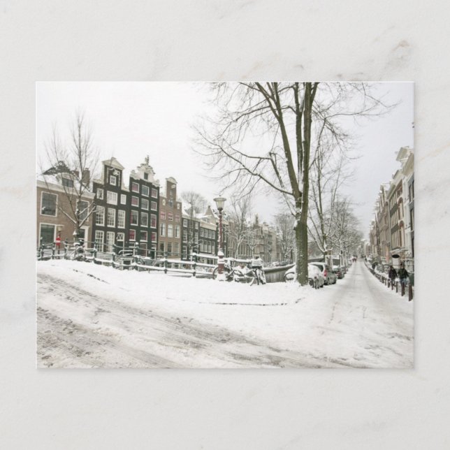 Carte Postale Snowy Amsterdam à la Pays-Bas (Devant)