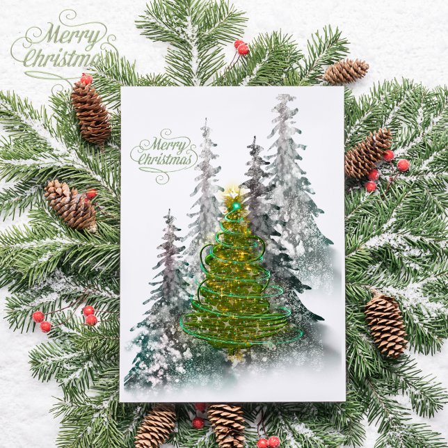 Carte Postale  Snowy Forest Christmas Tree holiday postcard (Créateur téléchargé)