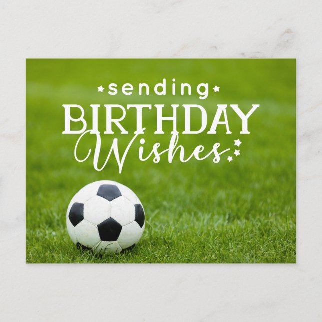 Carte Postale Soccer Anniversaire avec balle et Joyeux Anniversa (Devant)