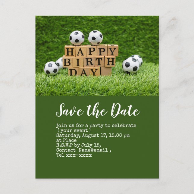 Carte Postale Soccer enregistrer la date balle pour Anniversaire (Devant)
