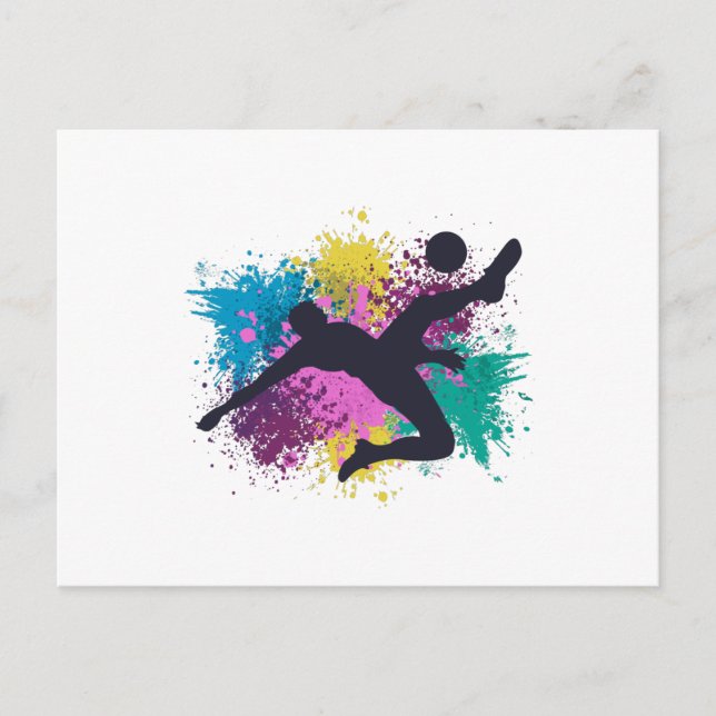 Carte Postale Soccer Grungy Couleur Splashes (Devant)