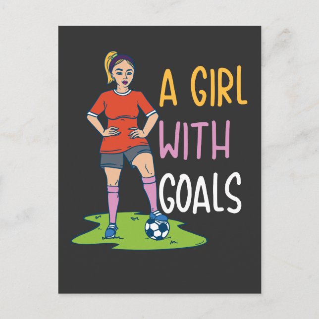 Carte Postale Soccer - Une Fille Avec Des Buts (Devant)