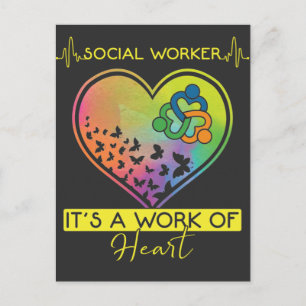 Carte Postale Social Worker Appréciation Cute Butterfly Heart