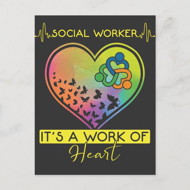 Carte Postale Social Worker Appréciation Cute Butterfly Heart (Devant)