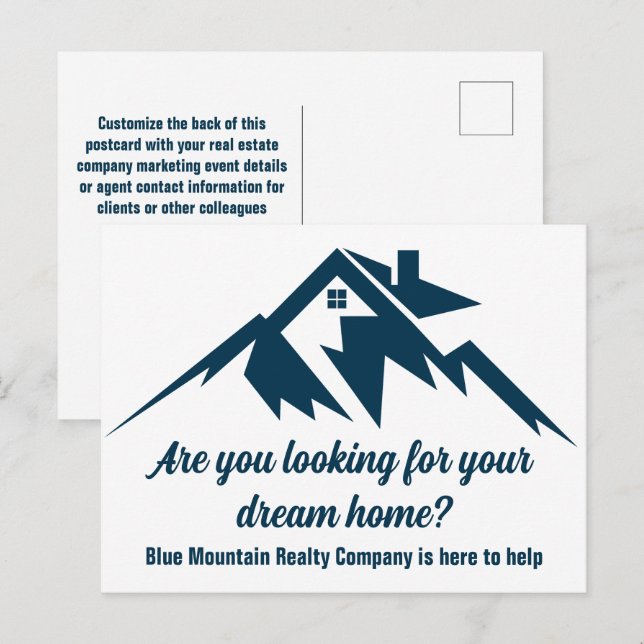 Carte Postale Société immobilière Mountain Marketing personnalis (Devant / Derrière)