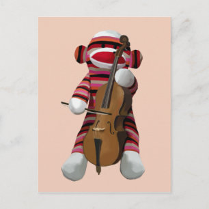 Carte Postale Sock Monkey et Cello 2