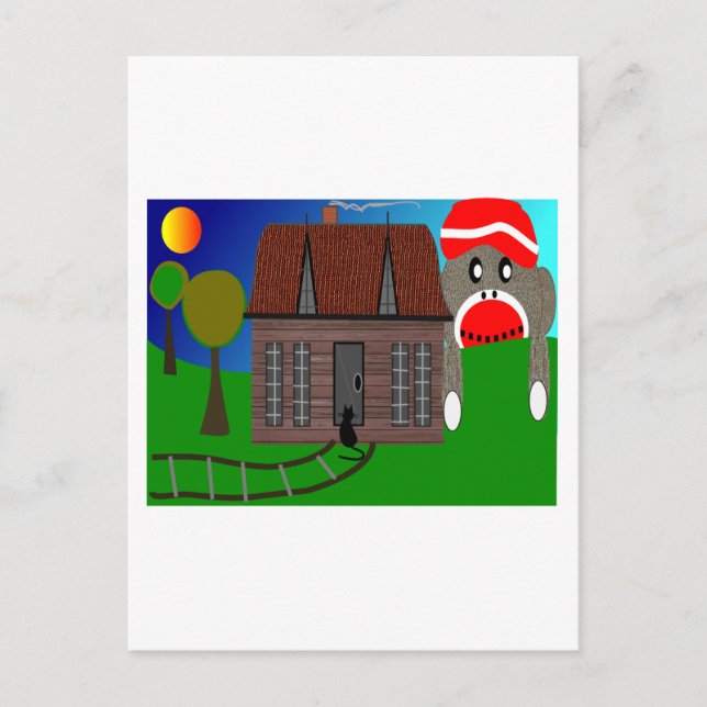 Carte Postale Sock Monkey Over the Horizon — Art (Devant)