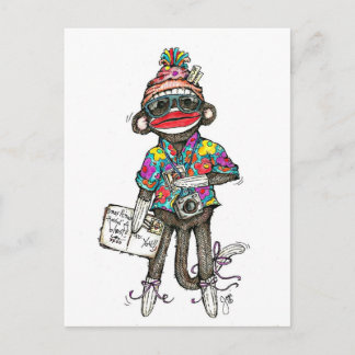 Carte Postale Sock Monkey Tourist