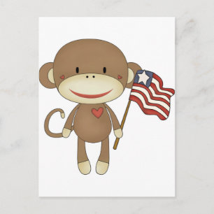 Carte Postale Sock singe avec drapeau