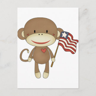 Carte Postale Sock singe avec drapeau