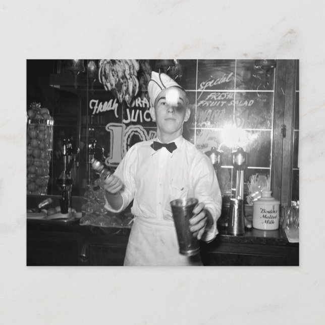 Carte Postale Soda Jerk, années 1930 (Devant)