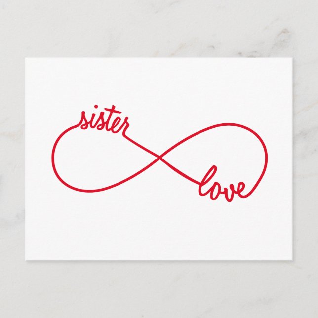Carte Postale Soeur amour, signe infini (Devant)