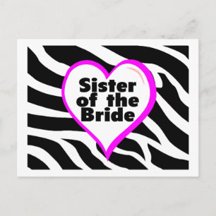 Carte Postale Soeur de la mariée (Heart Zebra Print)