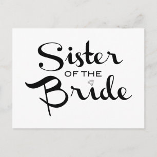Carte Postale Soeur de la mariée Noir sur blanc