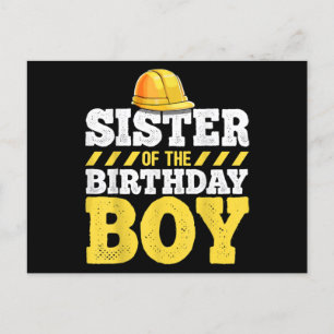 Carte Postale Sœur du garçon d'anniversaire Construction Anniver