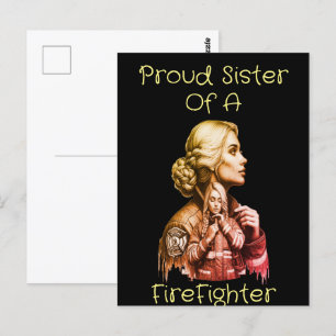 Carte Postale Sœur fière d'un pompier  conséquence w