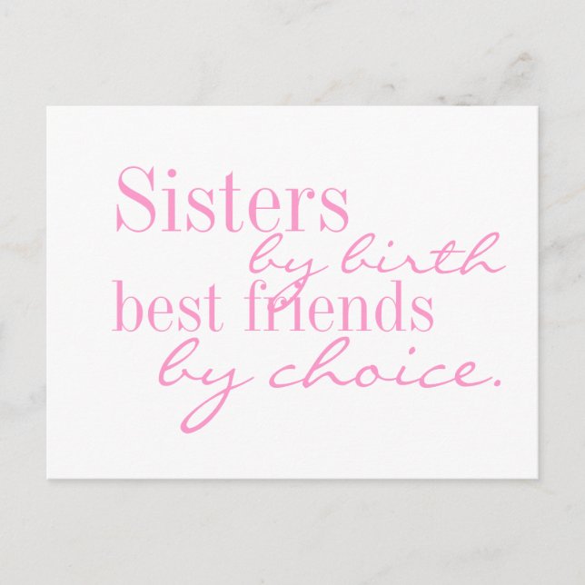 Carte Postale Soeurs de naissance, meilleurs amis par choix - vo (Devant)