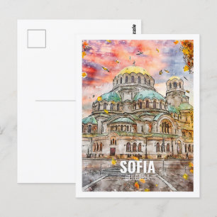 Carte Postale Sofia Bulgarie Fameux Voyage Aquarelle Sketch