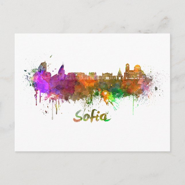 Carte Postale Sofia skyline in watercolor (Devant)