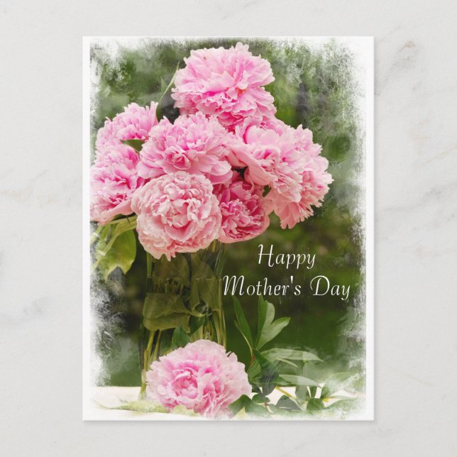 Carte postale Soft Edges Pink Peonies Fête des Mèr (Devant)