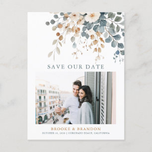 Carte Postale Soft Muted Earthy Tone Floral Photo Enregistrer la