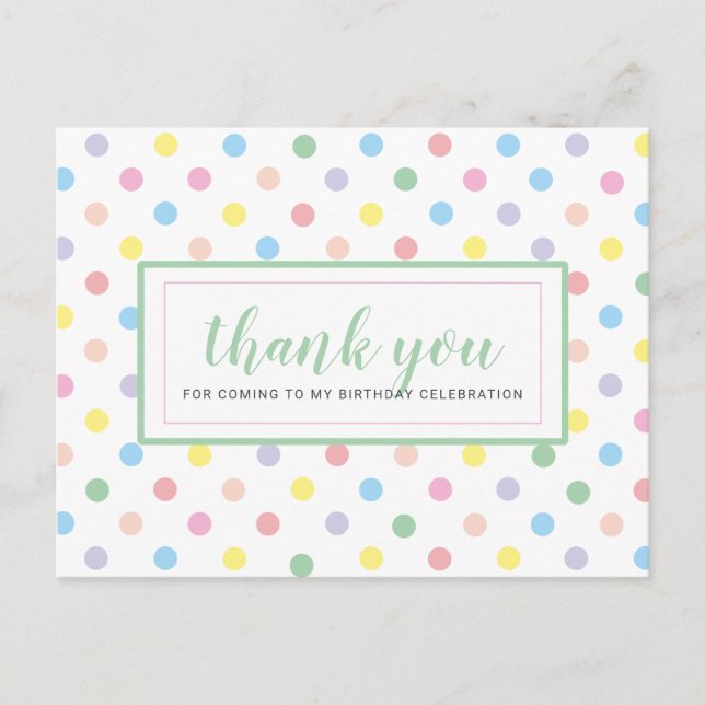 Carte Postale Soft Pastel Pois Anniversaire Merci (Devant)