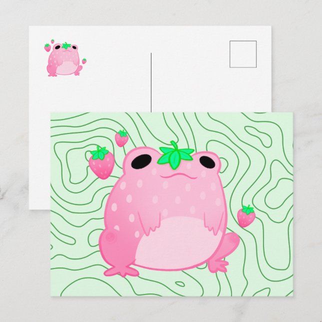 Carte postale Softcore Kawaii Strawberry Frog (Devant / Derrière)