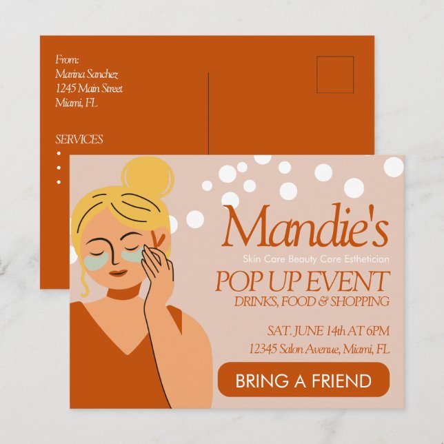 Carte Postale Soins de la peau Esthétique Business Salon Pop Up  (Devant / Derrière)