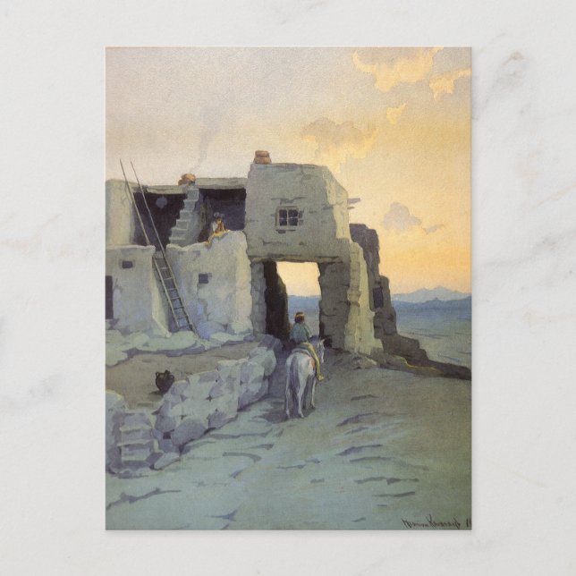 Carte Postale Soir, Pueblo de Walpi par Marion Kavagh Wachtel (Devant)