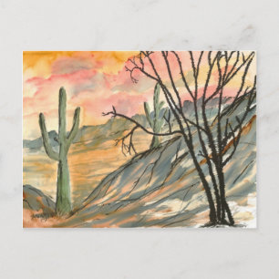 Carte Postale soirée arizona sud-ouest paysage art