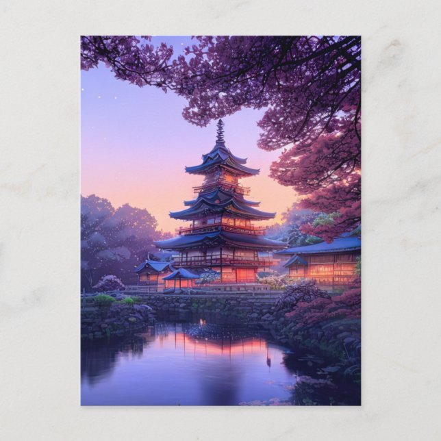 Carte Postale Soirée au Riverside Temple (Devant)