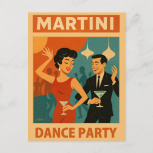 Carte Postale Soirée Dansante Martini du Milieu du Siècle