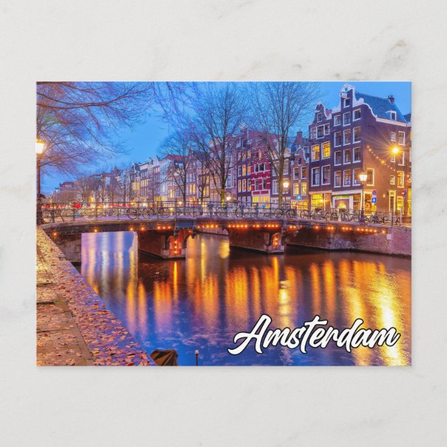 Carte Postale Soirée Début À Amsterdam, Pays-Bas (Devant)