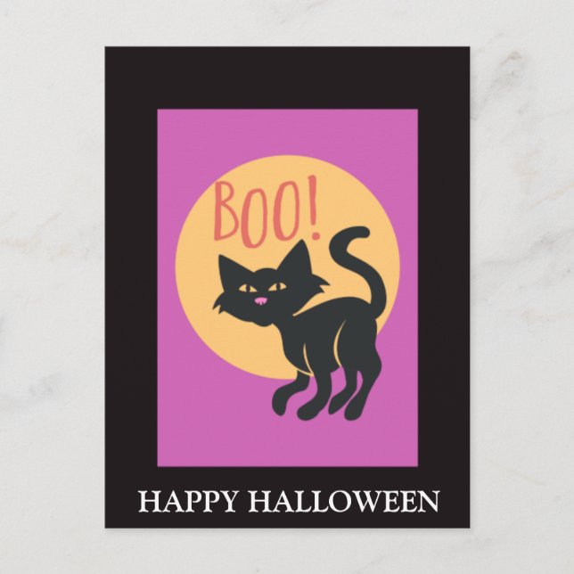 Carte Postale Soirée d'Halloween effrayante avec fête Citrouille (Devant)