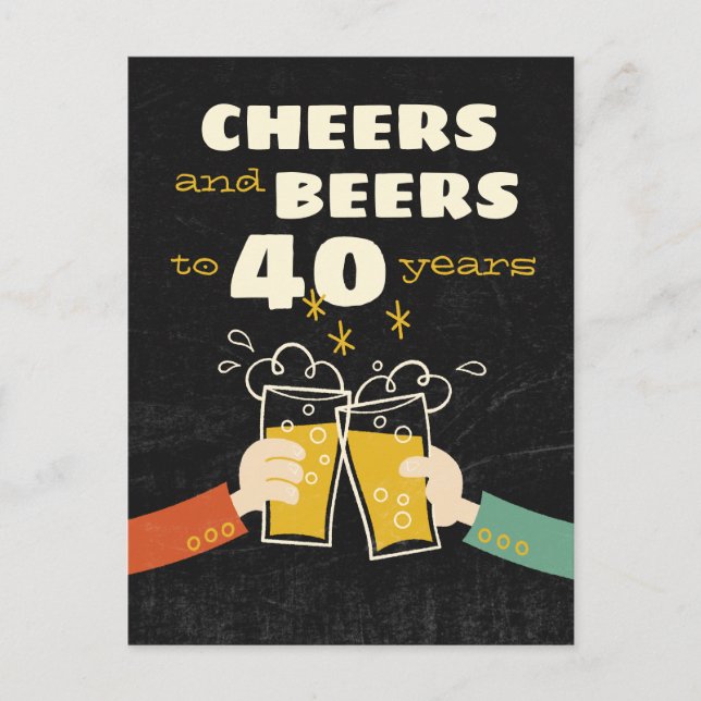 Carte Postale Soirée Et Bières À 40 Anniversaire Rétro (Devant)