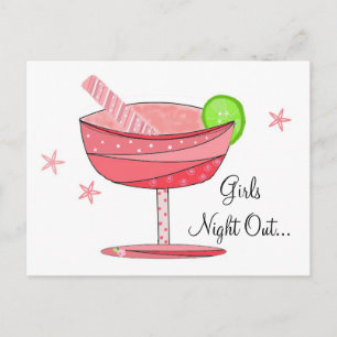 Carte Postale Soirée Filles Boisson Rose
