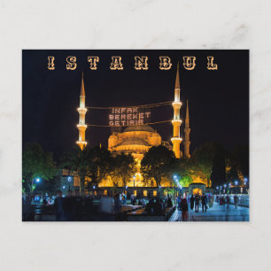 Carte Postale Soirée. La mosquée Sultan Ahmed.