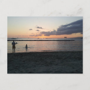 Carte Postale Soirée Sunset Plage tropicale Waikiki Oahu Hawaii
