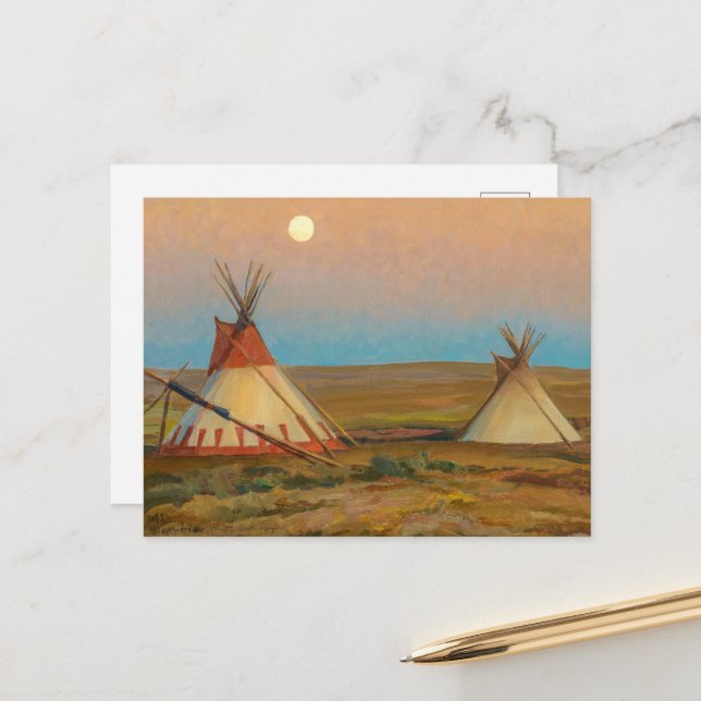 Carte Postale Soirée sur la réserve Blackfoot de Dixon (Devant/Arrière en situation)