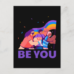 Carte Postale Sois toi. LGBT+Pride. drapeau arc-en-ciel
