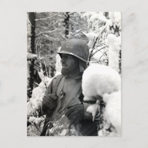 Carte Postale Soldat américain 2ème guerre mondiale à Bastogne
